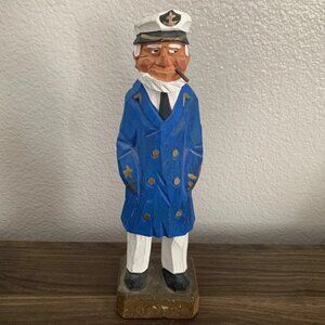 Hand Carved Wood Sea Captain Sailor Nautical Figurine